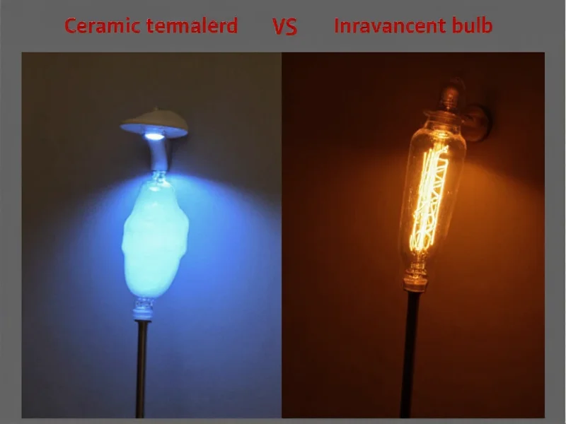 Comparison of ceramic emitter versus incandescent bulb for plant heating