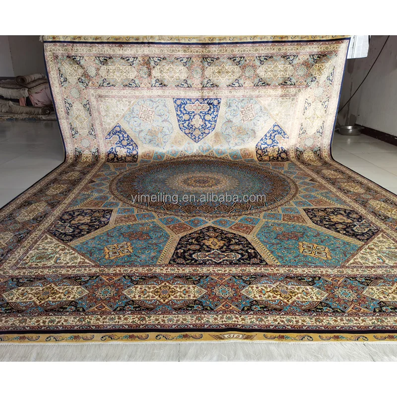 

Customize 9x12 Pure Silk Carpet Handmade Henan Semi Hand Knotted Persian Design Russia Large Size Japan Small Rug for Tourism