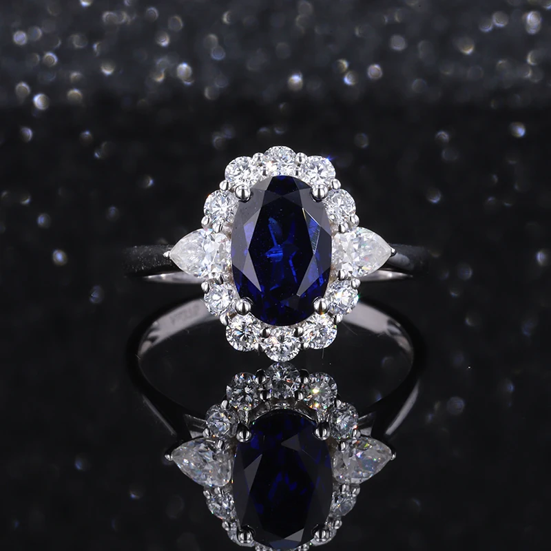 

Custom 9K White Gold Wedding Rings Women Men Lab Sapphire Diamond Ring