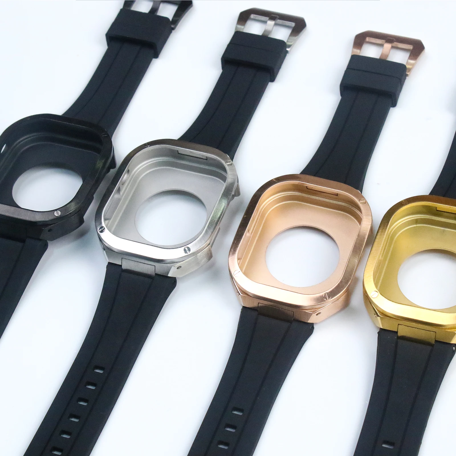 

49mm watch case stainless steel modificat kit silicone case luxury watch bands for apple watch ultra 49mm rubber straps