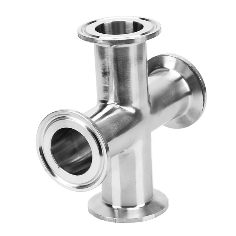 

Stainless steel sanitary four-way pipe with chuck joint