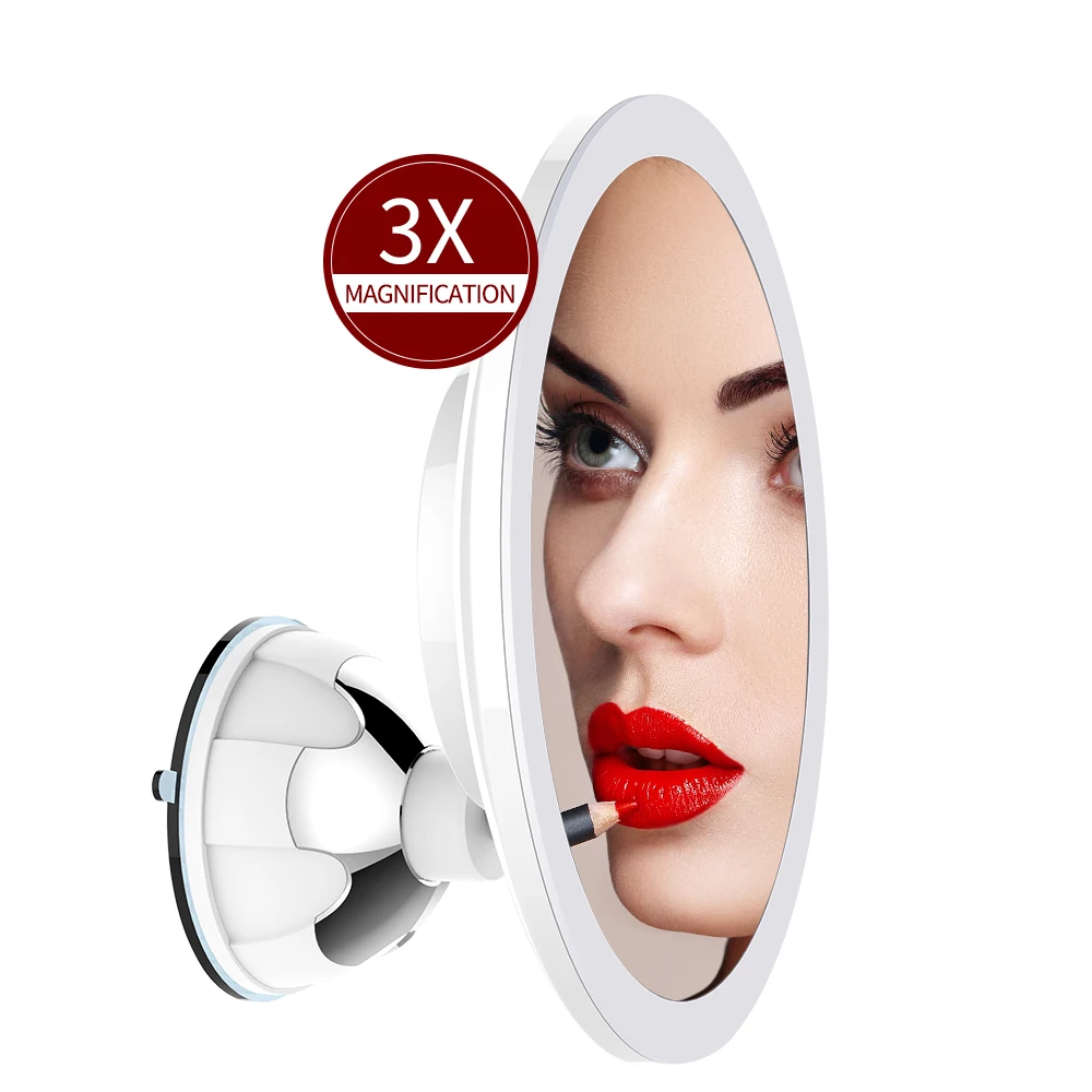 

M6 Bathroom Bedroom Round Led Makeup Mirror With Light Suction Cup