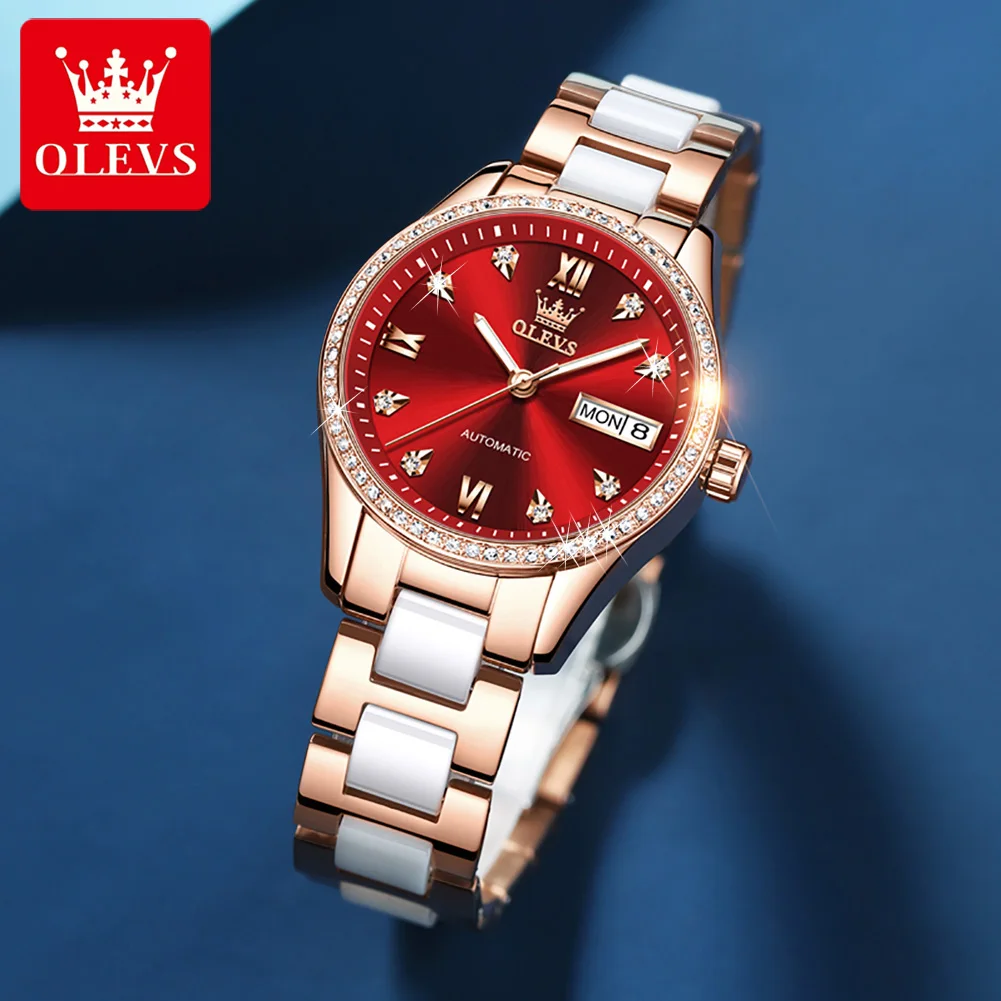 

OLEVS 6637 Custom oem watch logo luxury waterproof Fashion Luminous womanStainless steel lady Automatic Mechanical Watch