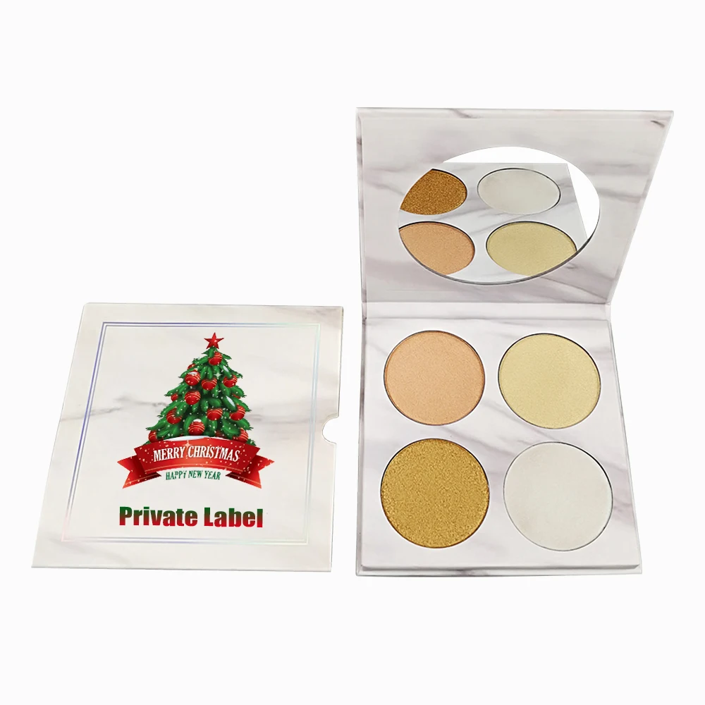 

Private label 4 Colors Highlighter Makeup Custom Logo Pressed Highlighter Bronzer Palette