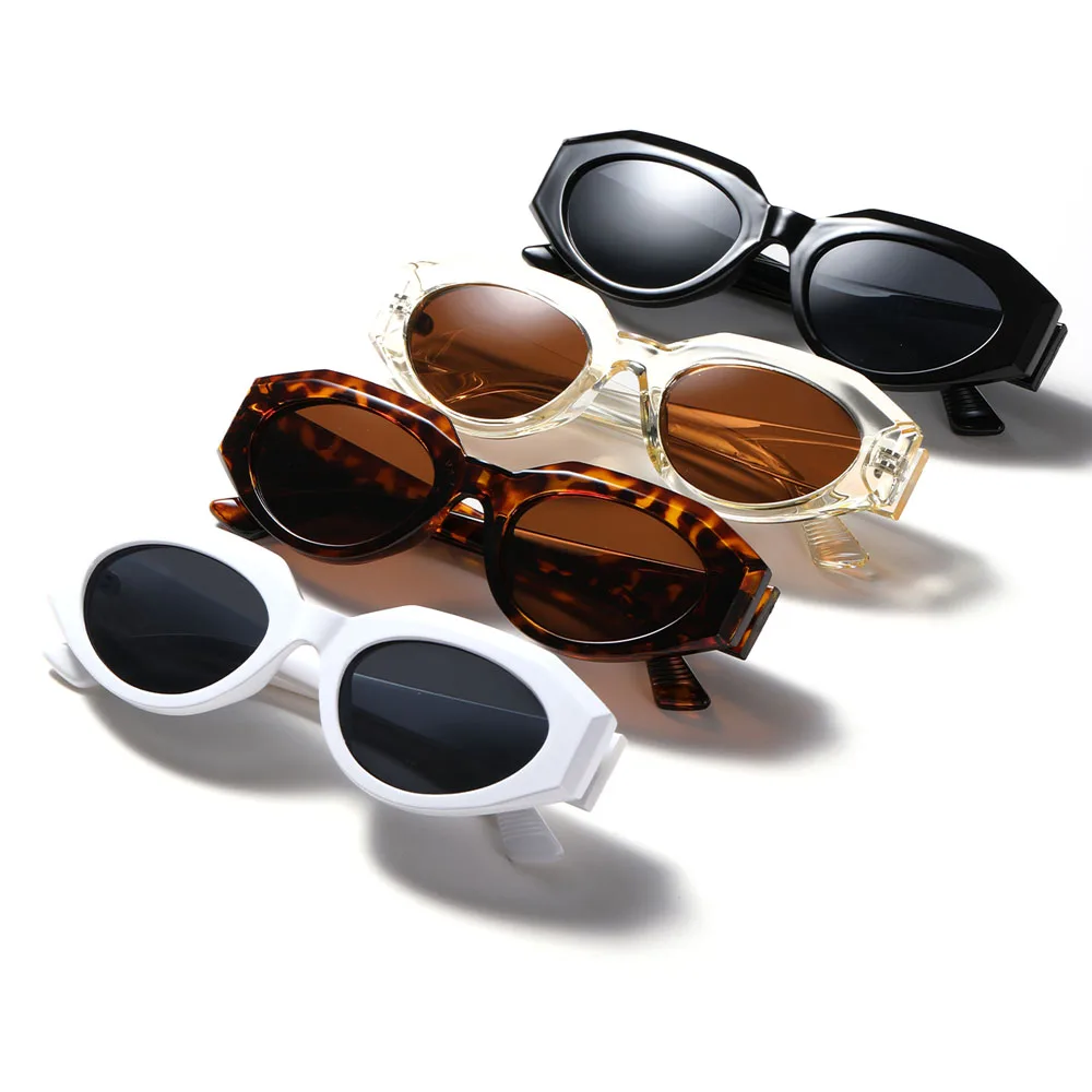 

Retro polygon ladies sun glasses cat eye uv400 trendy black sunglasses 2021 women