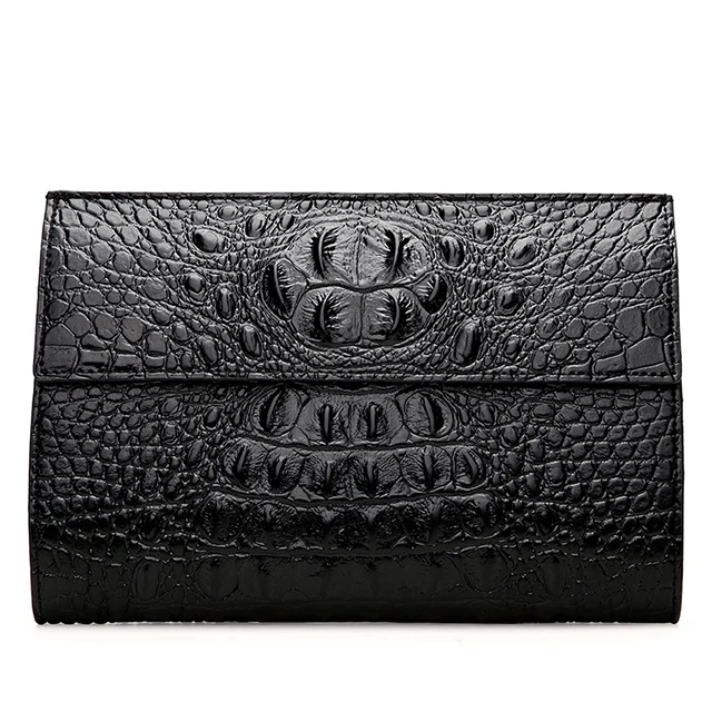 

New style men's clutch crocodile pattern fashion casual trendy men's clutch PU leather mobile phone bag long wallet, Blac