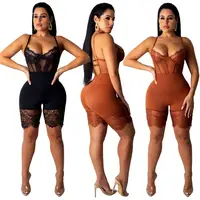 

10AF234 latest design spaghetti strap lace corset sexy Sexy Jumpsuits And Rompers Women 2019