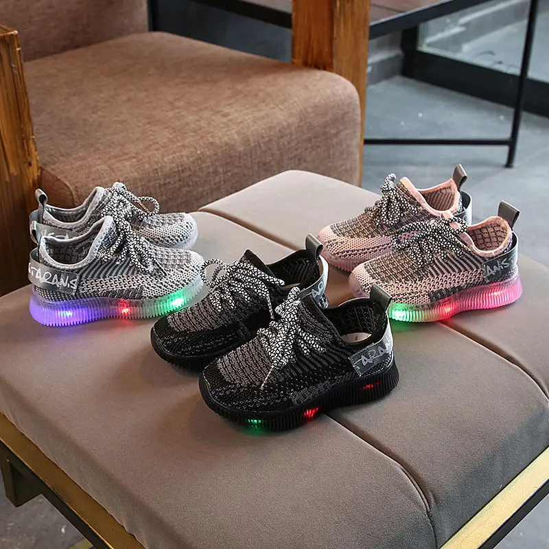 

New Boys And Girls Sports Shoes Flying Woven Light Shoes Men And Women Spring And Autumn Toddler Shoes, Picture