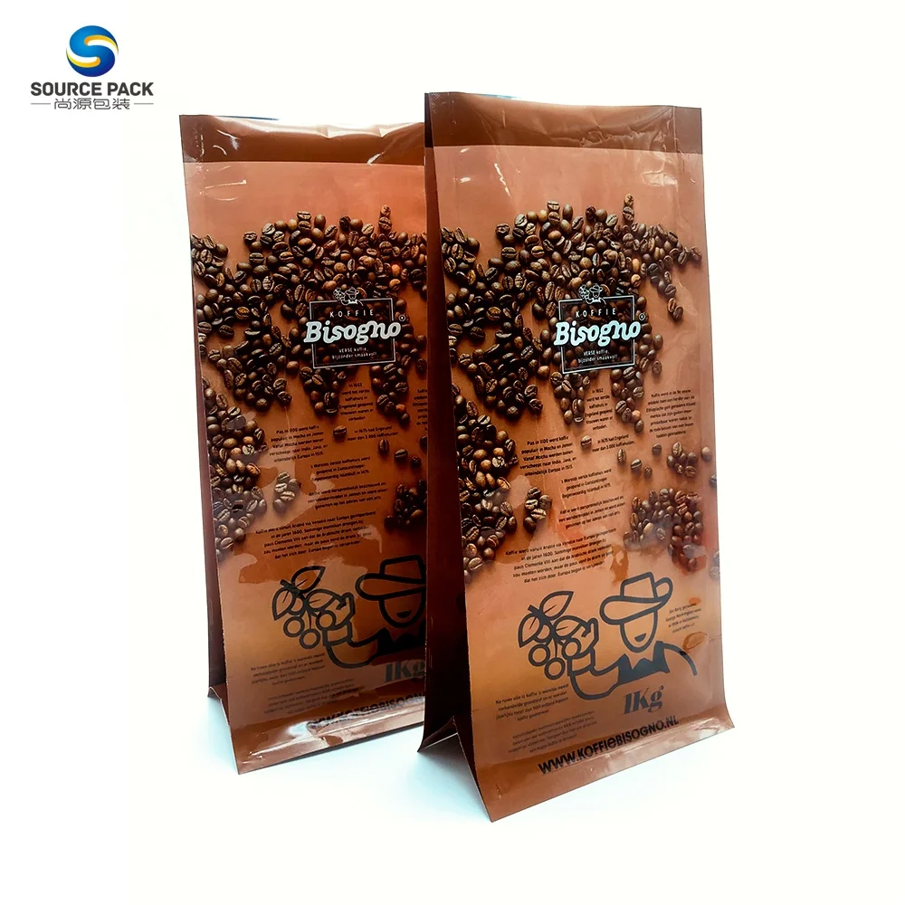 

gravure printing glossy finish packaging coffee bean bag flat bottom