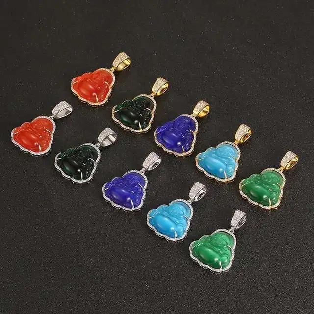 

2020 ins hip hop jewelry chrysoberyl cat's eye opal Maitreha buddha pendant necklace for men and women jade buddha pendant