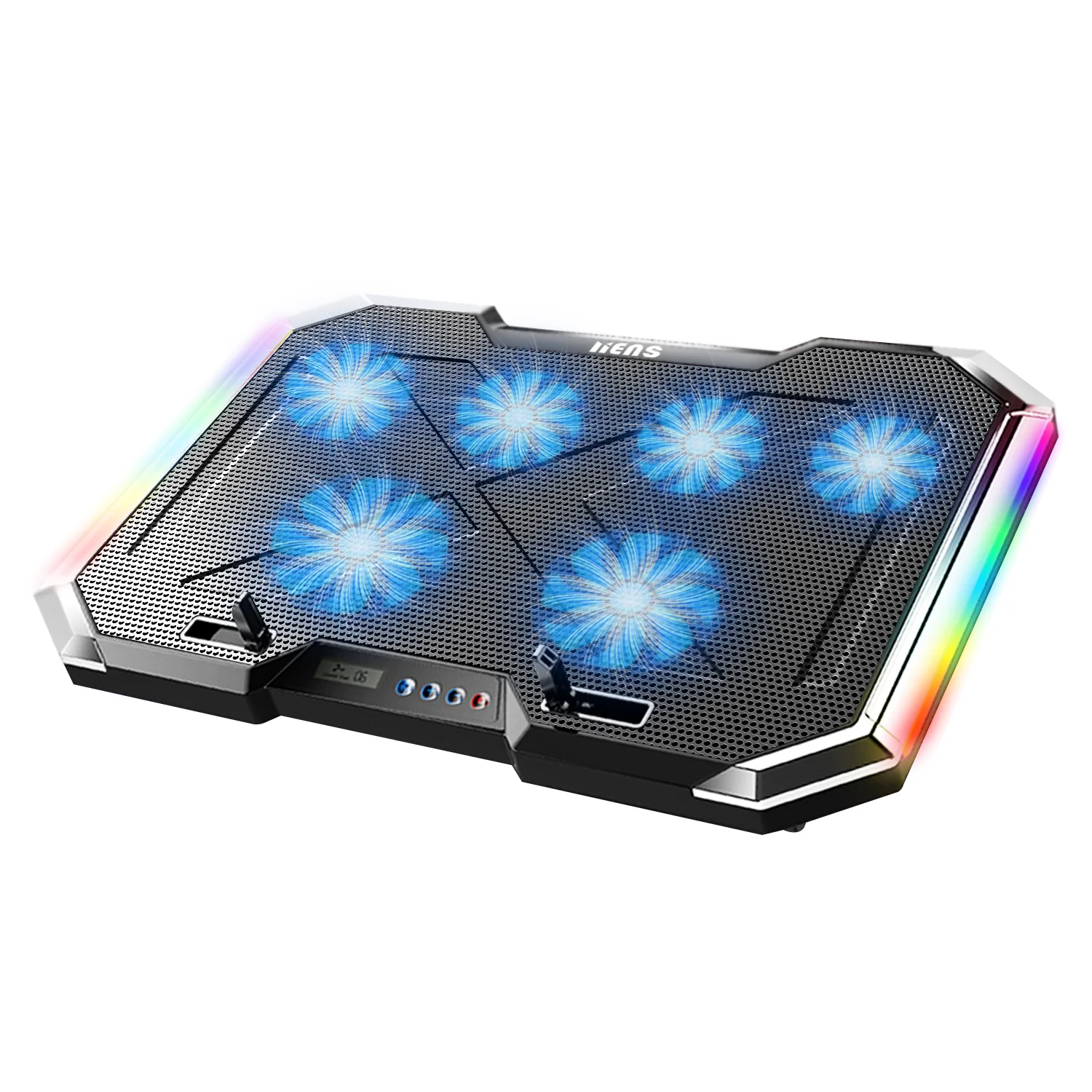 

LIENS Adjustable RGB Computer Notebook Laptop Fan Aluminium Cooling Pad, Black