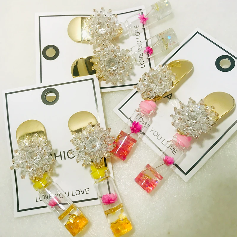 

Long style flower color bottle earrings beaded earrings