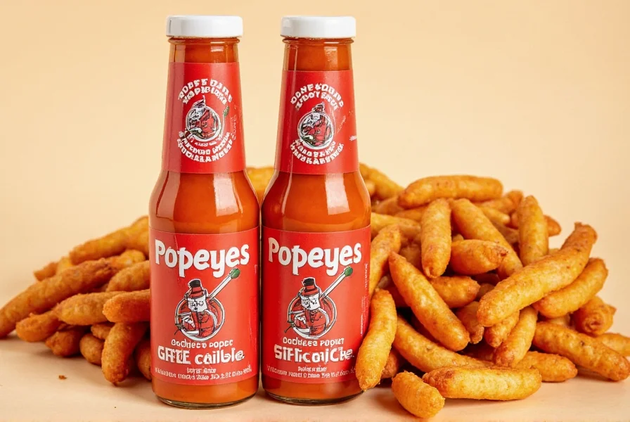 Popeyes Ghost Pepper Sauce containers next to tenders showing the vibrant red-orange color