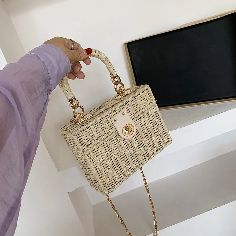 

Wholesale Straw Women's Bag Summer New Fashion Woven Handbag Popular Single Shoulder Diagonal Bag, Khaki, black, beige
