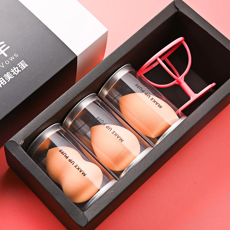 

HA106 Gourd Beauty Egg Hydrophilic Non-Latex Sponge Tool Makeup Soft Latex Set Plastic Silicone Holder Wet And Dry Powder Puff