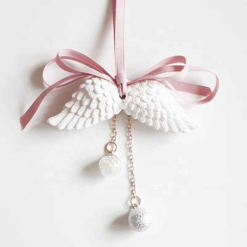 

White Hanging Wing Shaped Stocked Car Aroma Pendant Air Freshener Hanging Scented Ceramic Essential Oil Fragrance Diffuser