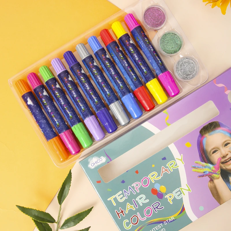 

Honey phoebe 10colors hair crayon with glitter powder safe practical fast convenient multiple colors available easy hair color