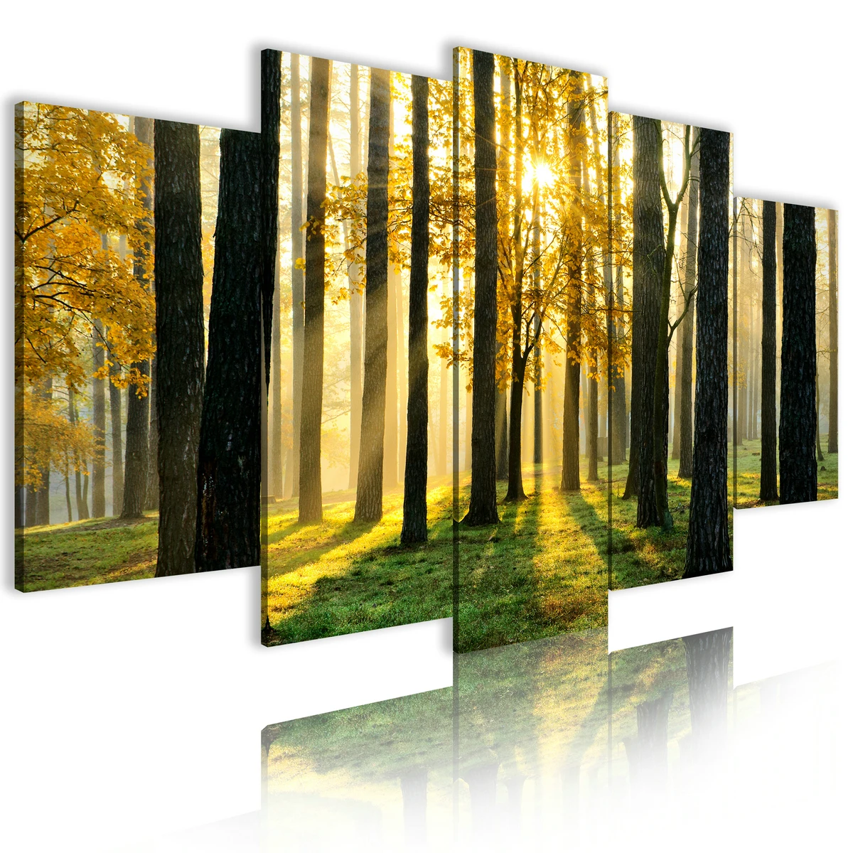 

Painting Oil Wall Picture Canvas Print Forest Custom 5 Panel Natural Scenery Decoration Home Art