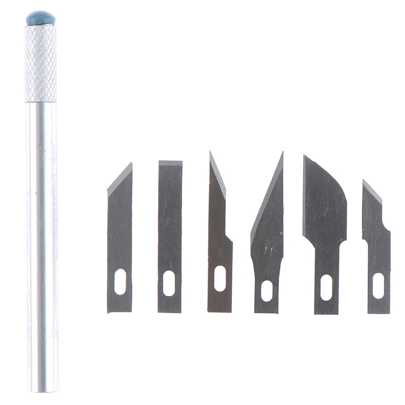 

FBA Sending Metal Scalpel Knife Tools Kit Cutter Engraving Craft Knives + 6pcs Blades Mobile Phone PCB DIY Repair Hand Tools