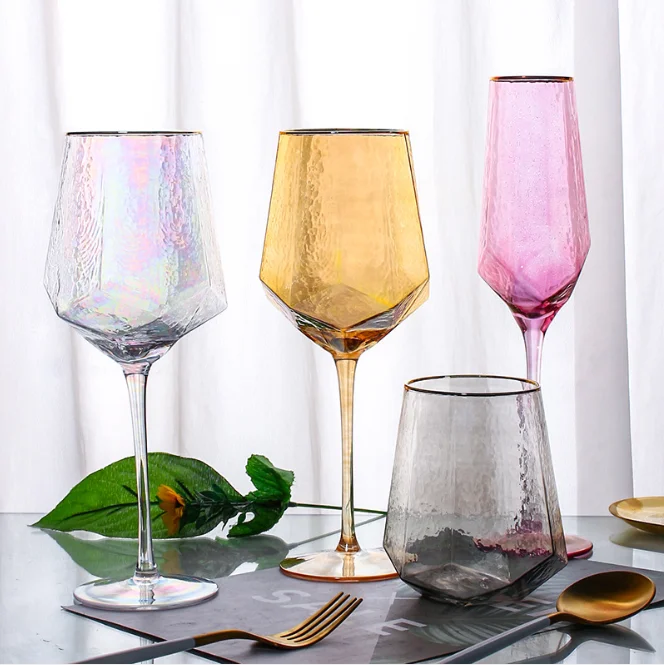 

Amazon Nordic style INS gray/smoke amber purple clear rain-bow red wine glass champagne goblet water glass