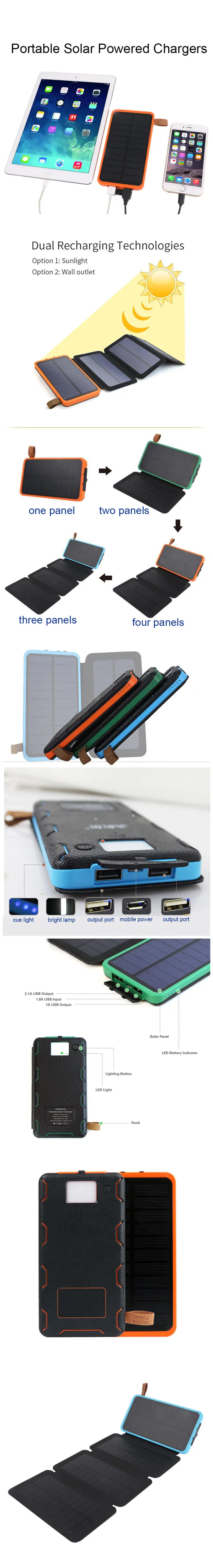 In Stock PU Leather Shell Solar Cellphone charger 10000mah Ready To Ship Portable Solar Power Bank with Dual USB - ANKUX.COM
