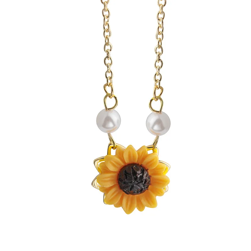 

Sweet Lovely 18K Gold Plated O Shape Chain Sunflower Pendant Necklace For Women Girls