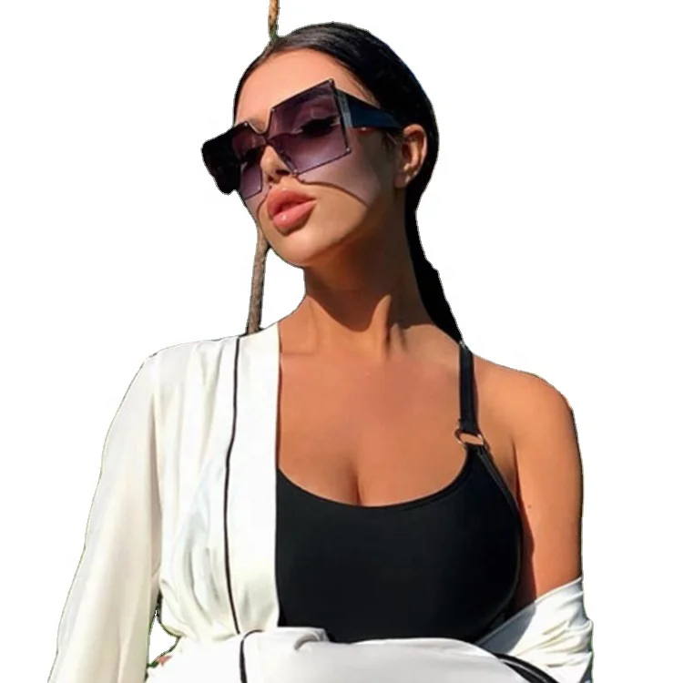 

2021 New Large One Piece Women Sunglasses Fashion Europe America Street Shooting Square Shades Wild O Sun Glasses Eyewear 2021, C1-c7