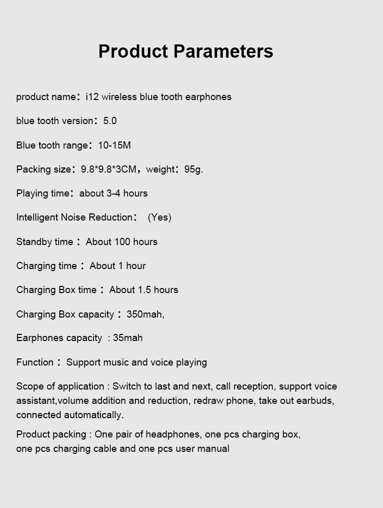 Wireless Earphone BT 5.0 Headphone i12 TWS  touch control pop-up window headset macaron i12 sport earbuds inpods i12 TWS