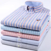 

Long Sleeve Cotton Oxford Men's Shirts with Leisure Business Stripes