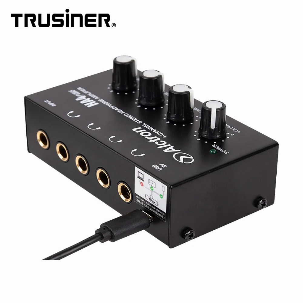 

Portable Updated version HA4 Plus 4 Channel Monitoring Headphone Amplifier Compact USB Interface, Black