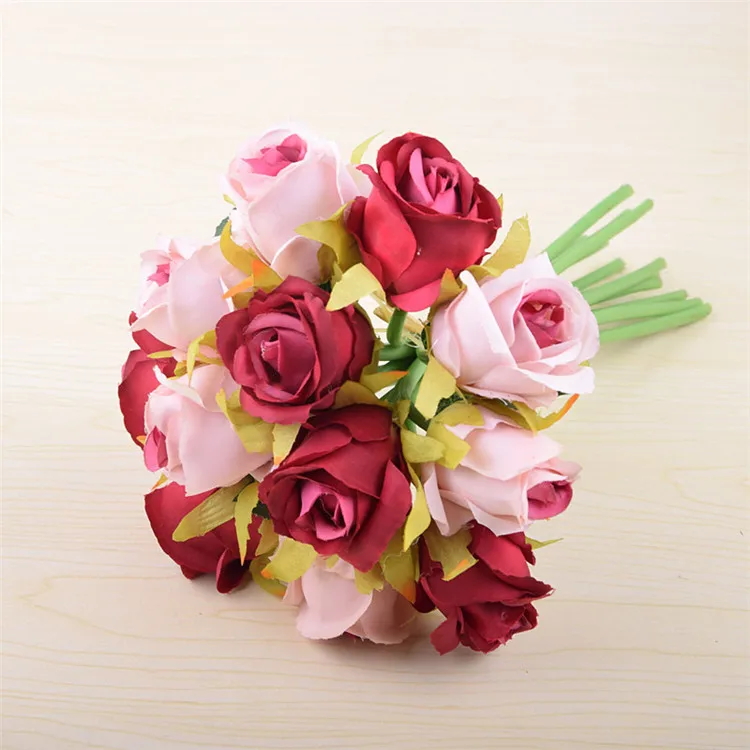 Re008 Wholesale Cheaper Small Flowers Artificial Rose Bouquet For