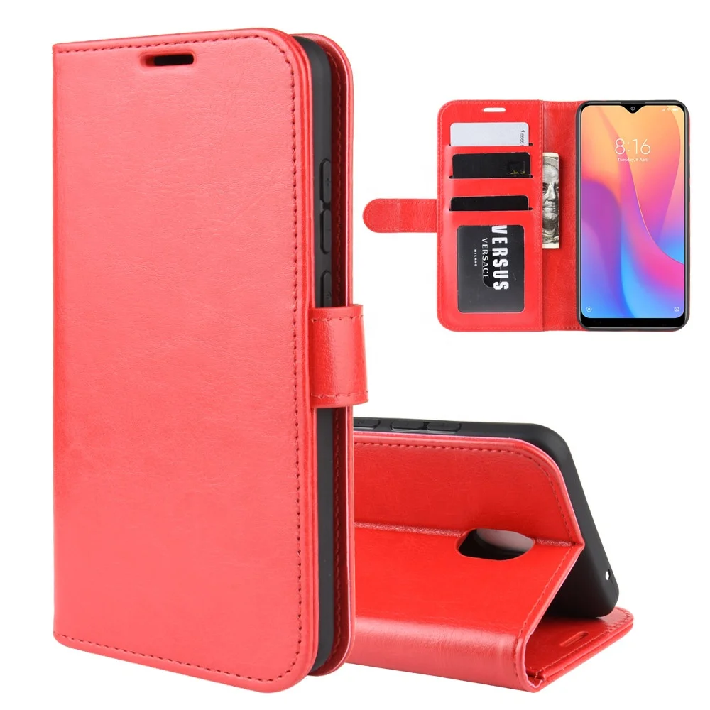 

Premium Leather Card Slot Kickstand Foldable Wallet Phone Case for Redmi 8A, Multi colors