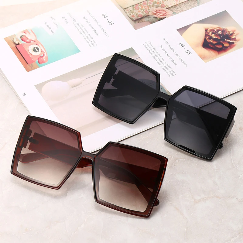 

Lbashades Fashion UV400 Custom Logo Square Big Frame Black Shades Luxury Brand Sun Glasses Oversized River Sunglasses 2021