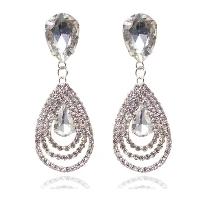 

Ding yi 2021 Europe and the United States to restore ancient ways the droplets gem crystal diamond earrings, Picture shows
