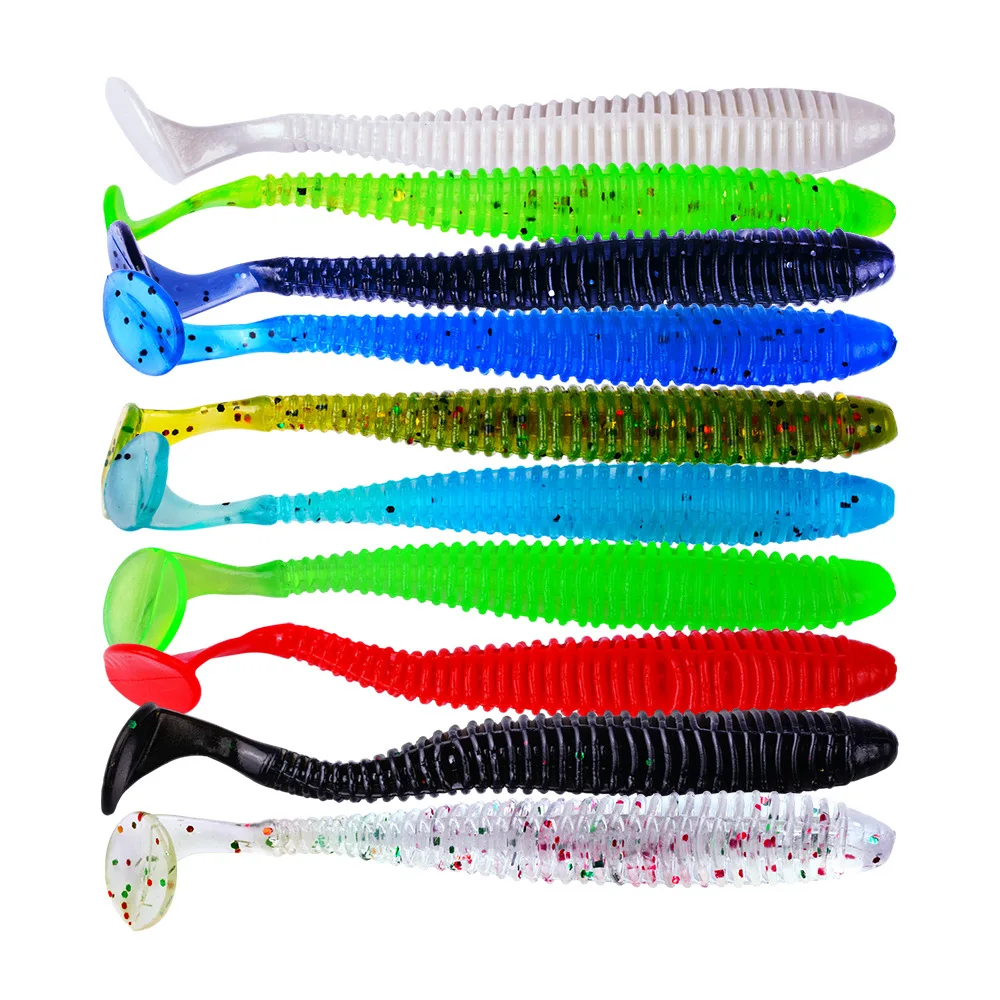 

8.5cm 2.4g Mixed Color 10 Pieces Fish Casting Artificial Bait T-Shape Tail Soft Lure Shad