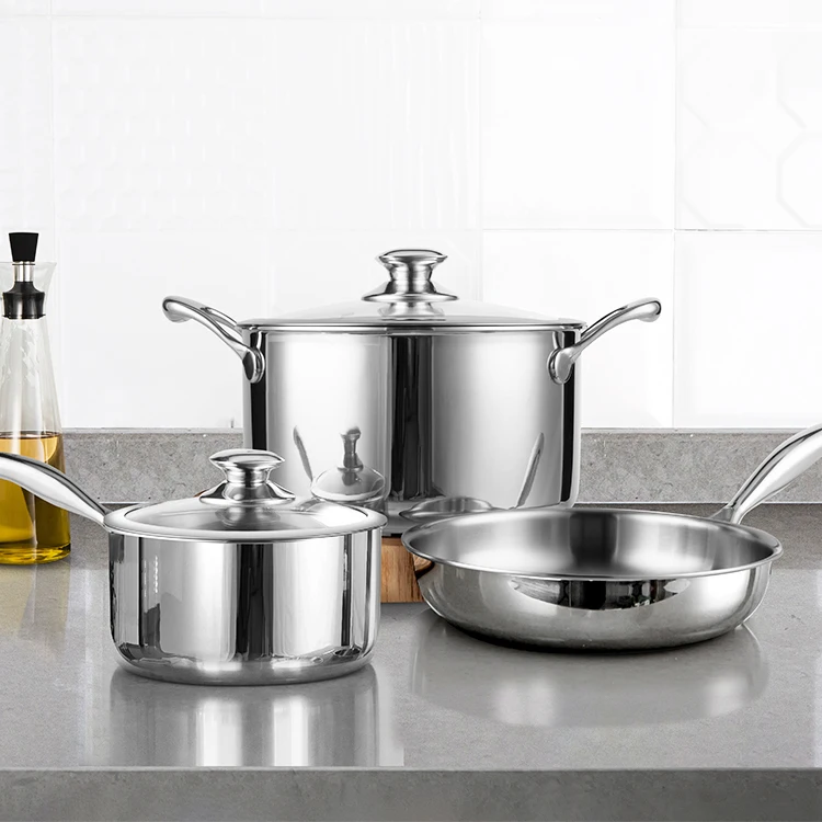 

Classic Stainless steel kitchenware Set cooking frypan 24cm fry pan