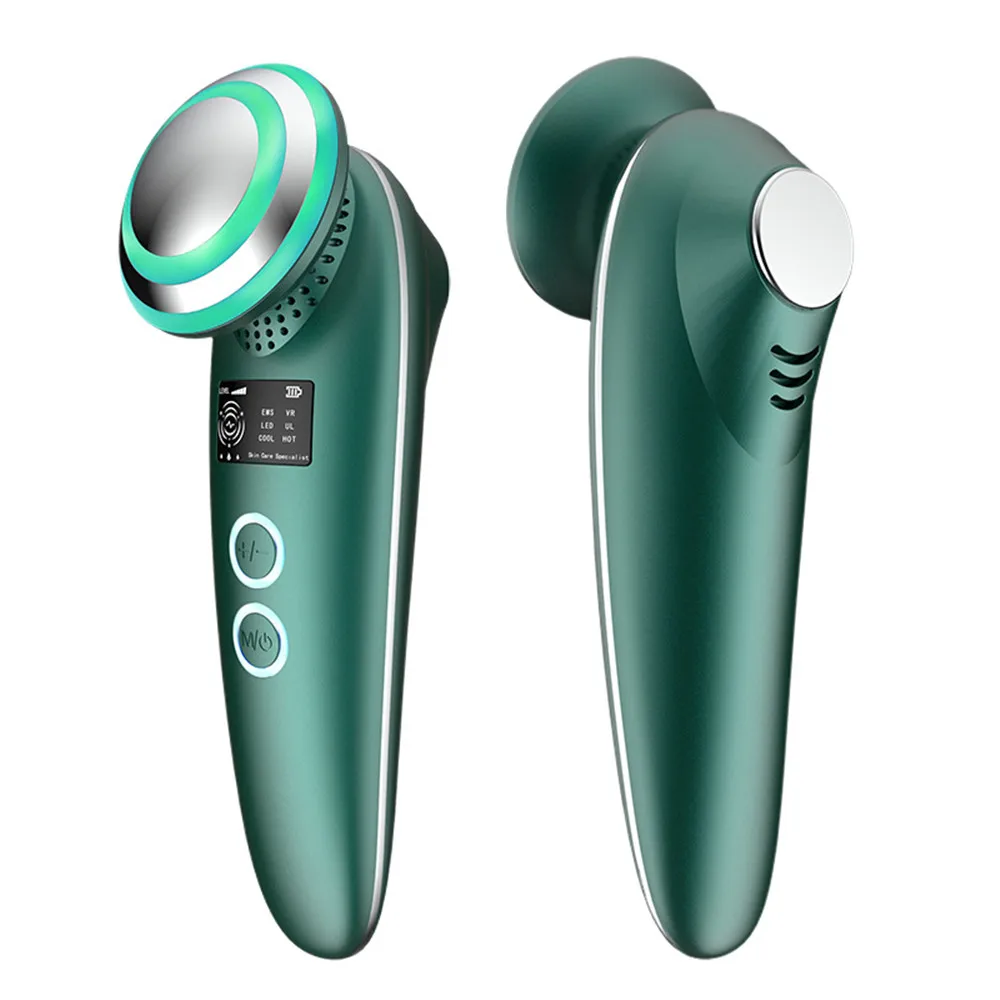 

2021 New Arrivals Handheld Hot and Cold Facial Massager Beauty Device Skin Tightening Firming Anti-aging Microcurrent Home Ce, Blackish green