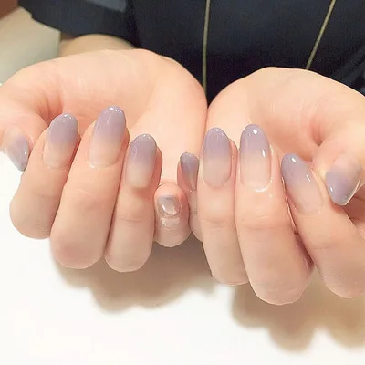 

Nude Graduated Medium False Nails Press Designs Oval Faux Press On Nails Smooth Light Gray Purple Nail Art Accessories Salon, Pink press on nails