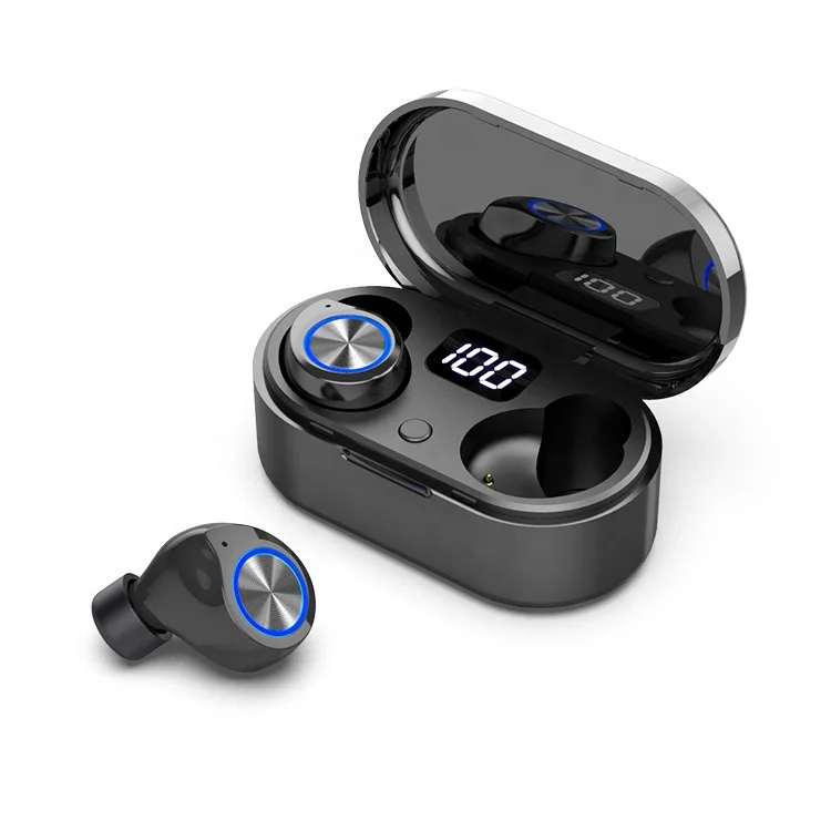

2021 Hot-selling TW80 wireless headset touch 5.0 sports in-ear LED digital display black technology