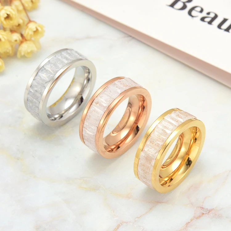 

Modalen Stainless Steel Women and Man Square Zircon Pinky Statement Big 2021 Diamond cz Rings Jewelry