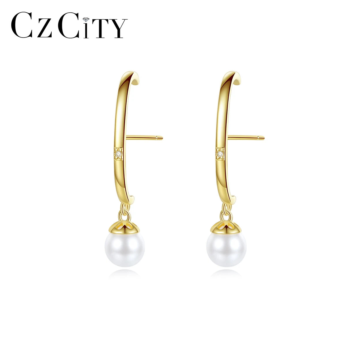 

CZCITY Hot Selling Zirconia Jewelry Women Silver 925 Sliver Fashion Drop Trendy Earrings