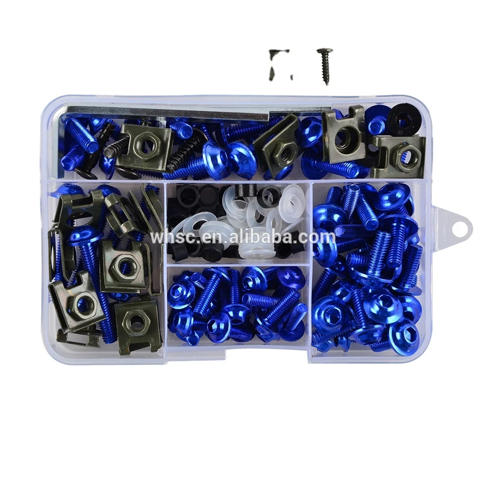 

2020 WHSC Best Hot Bule Wholesale Good Quality Big CC Street Sports Bike Motorcycle Screw Kit Lag Kit Bolt Kit 155PCS In One Box, Unpainted color: white color