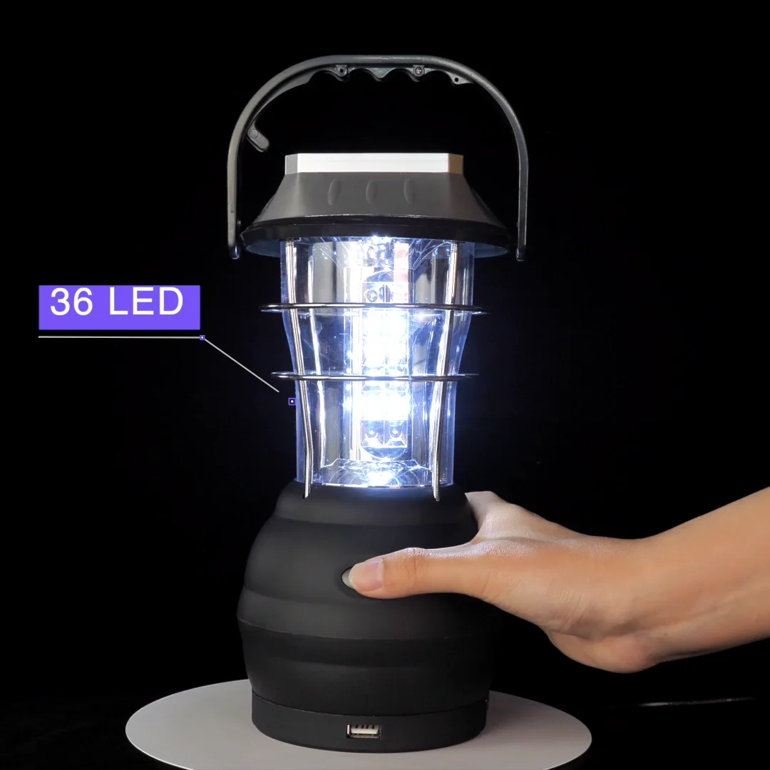 Multi-functional outdoor garden hook rechargeable light solar lantern led camping 360