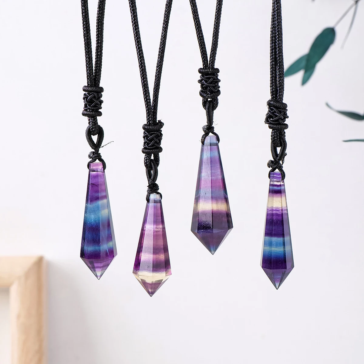 

wholesale Natural rough Fluorite Spiritual pendulum pendant quartz healing energy colorful Fluorite pendants for necklace