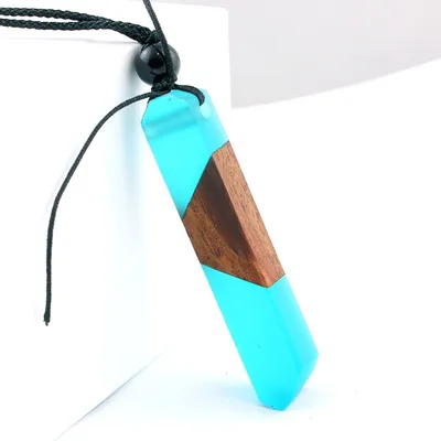 

High-quality Vintage Woven Rope Jewelry Wood Resin Pendant Necklaces for Women and Men, Picture shows
