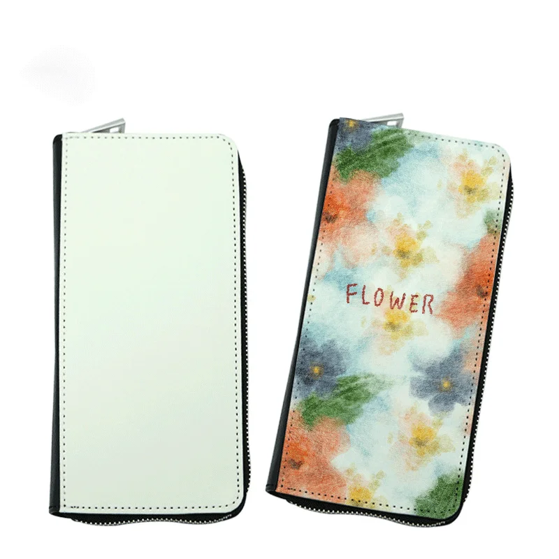 

Hot sale Genuine Leather Blank Sublimation Female Wallet with Zipper, Black