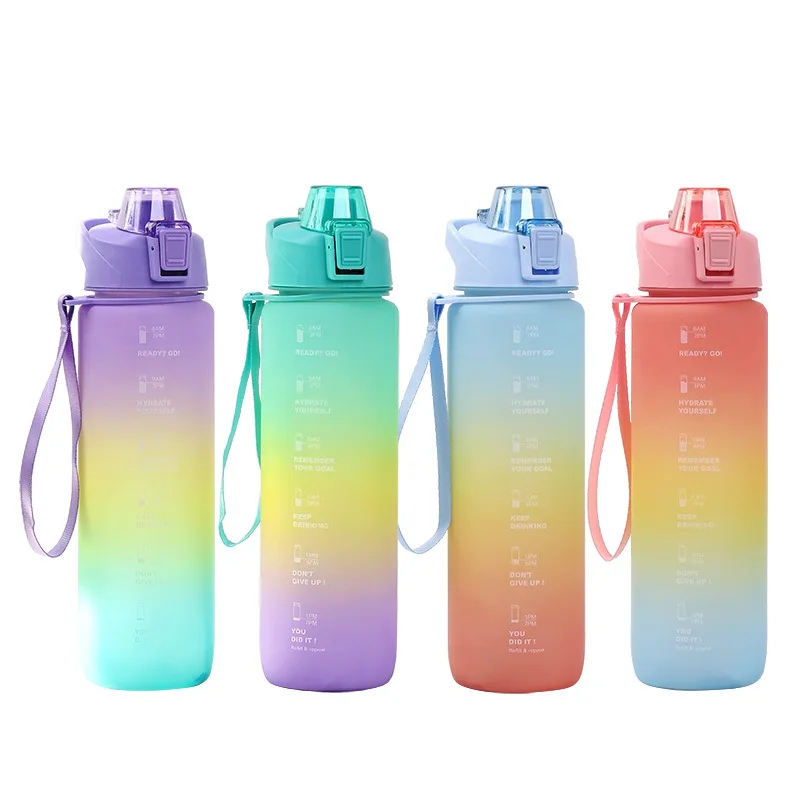 

Doyoung 1000ml BPA Free Portable Fruit Infuser Bottle 32 oz Plastic Motivational Sports Water Bottle with Time Marker Strainer, Customized color acceptable