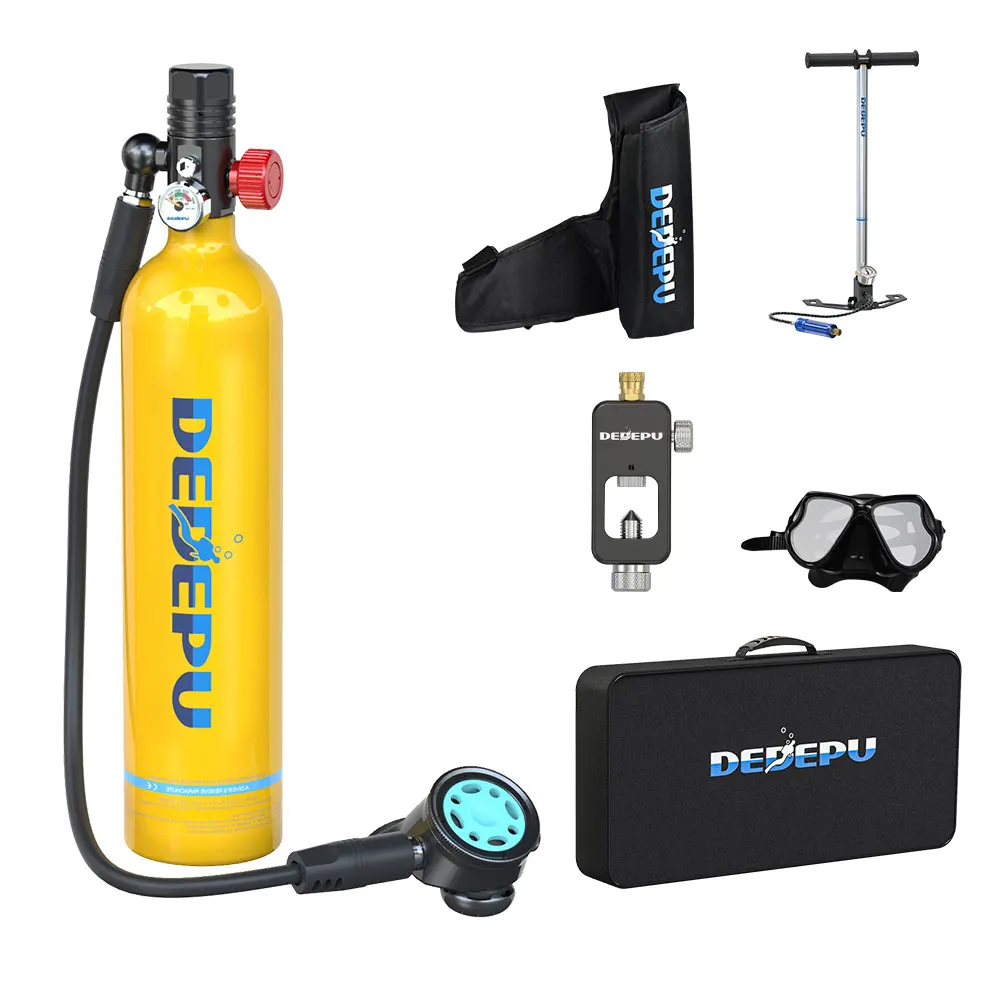 

DEDEPU Aluminum Breathing Head DEDEPU 1L Diving small gas cylinder high quality, Yellow,black,white,green