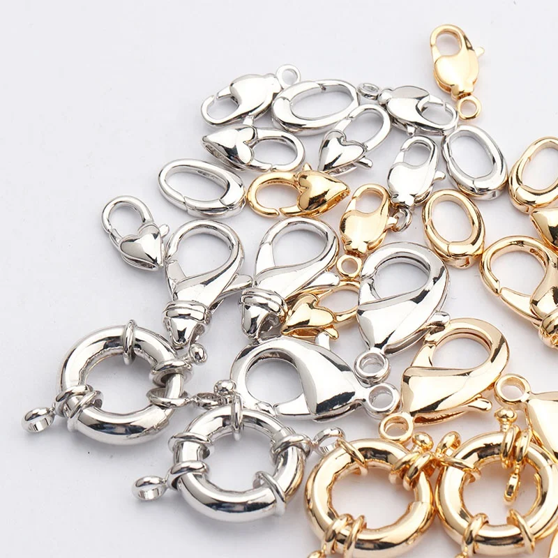 

Wholesale Copper Metal Clasps Hooks Diy Bracelet Necklace Connector Jewelry Making Accessories M723 10pcs/lot, Gold,silver