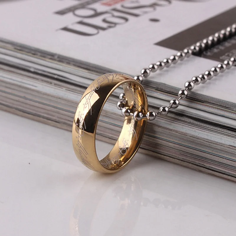 

Lord of The Rings Black Silver gold plated rings Letter Stainless Steel rings men